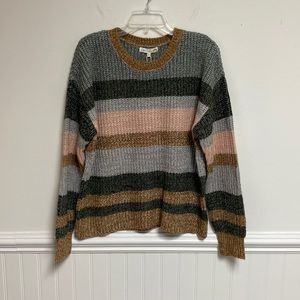 C&C California Striped Crew Neck Sweater - Green, Pink, Gray, Brown